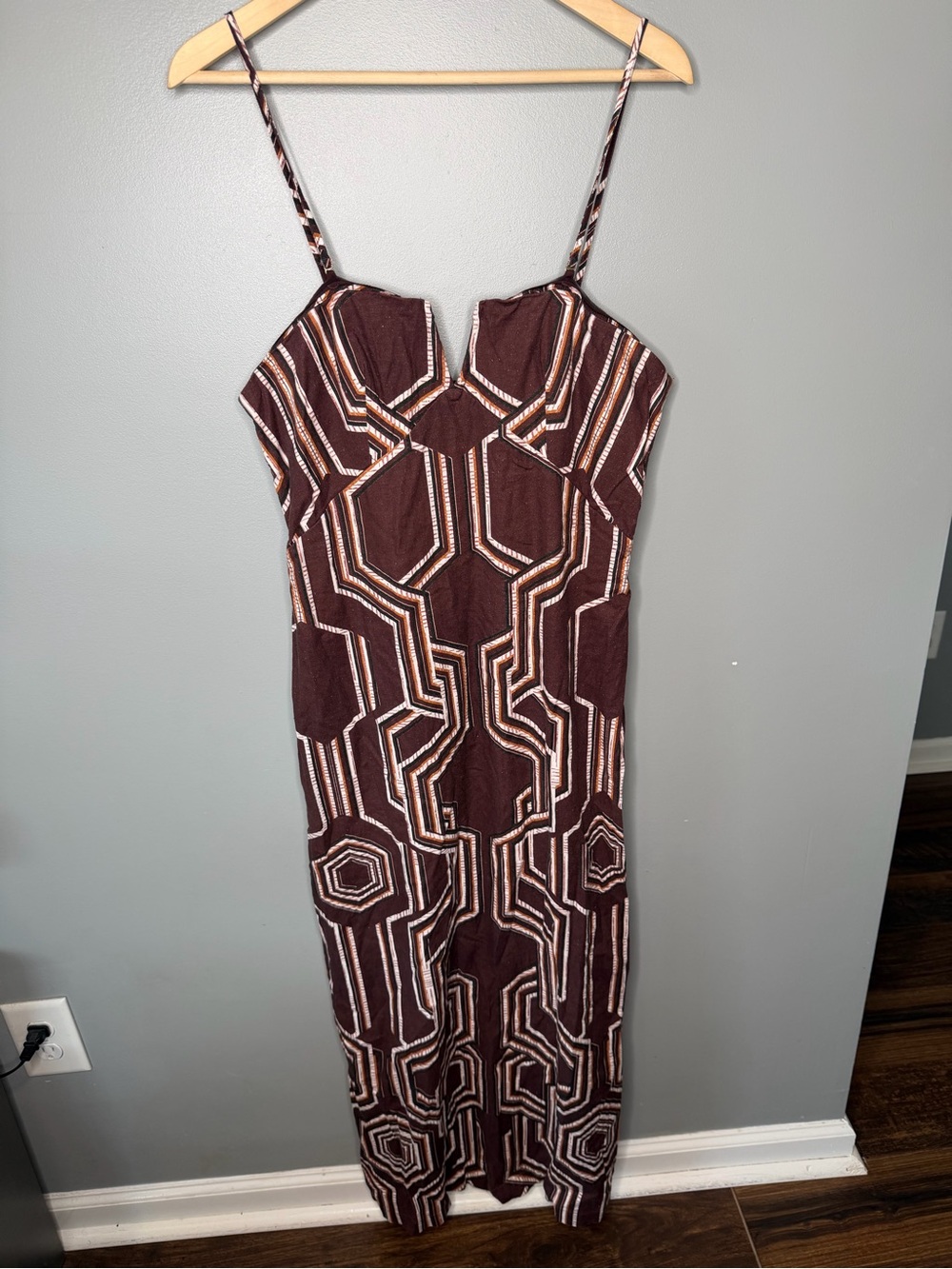 Anthropologie Linen Notched Midi Dress - Picture 3 of 11